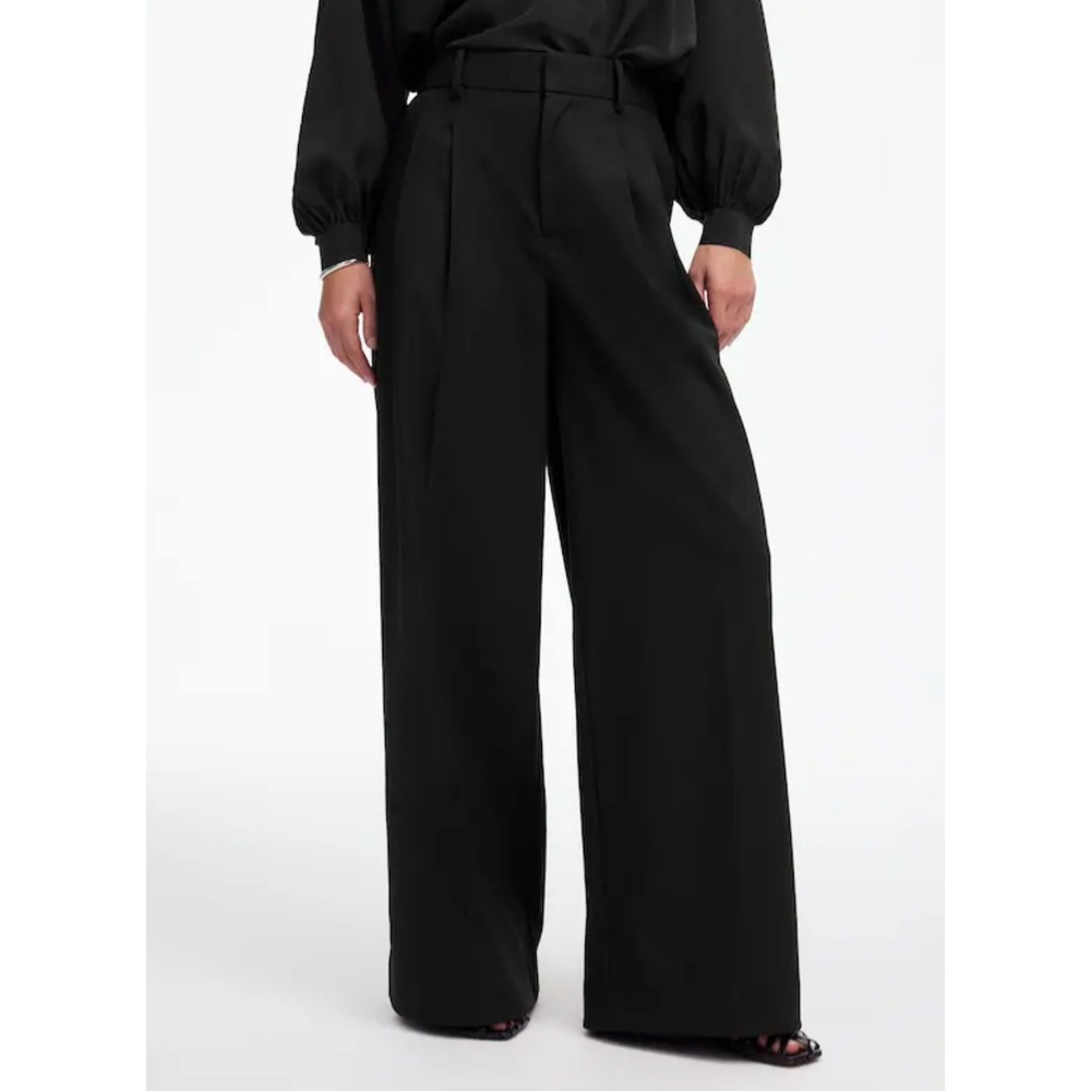 Madewell | NWT Harlow Superwide-Leg Trouser Brushed Twill Black Pants | Sz 4